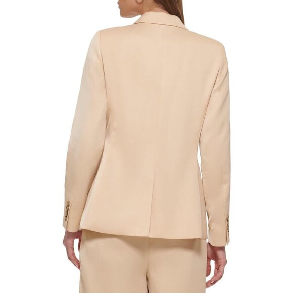 DKNY One-Button Flap Pocket Petite Blazer, Beige NWT 14P - Picture 4 of 9